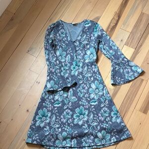 Anthropologie Maeve Blue and Green Floral Dress